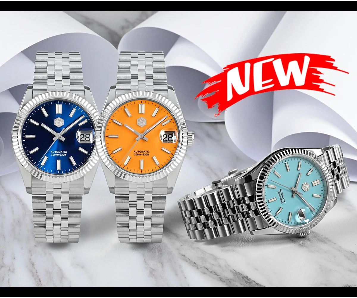 San Martin 36.5mm Men's Dress Watch Top Brand Luxury Automatic Mechanical Fashion Couples Watches Sapphire Waterproof 100m BGW9