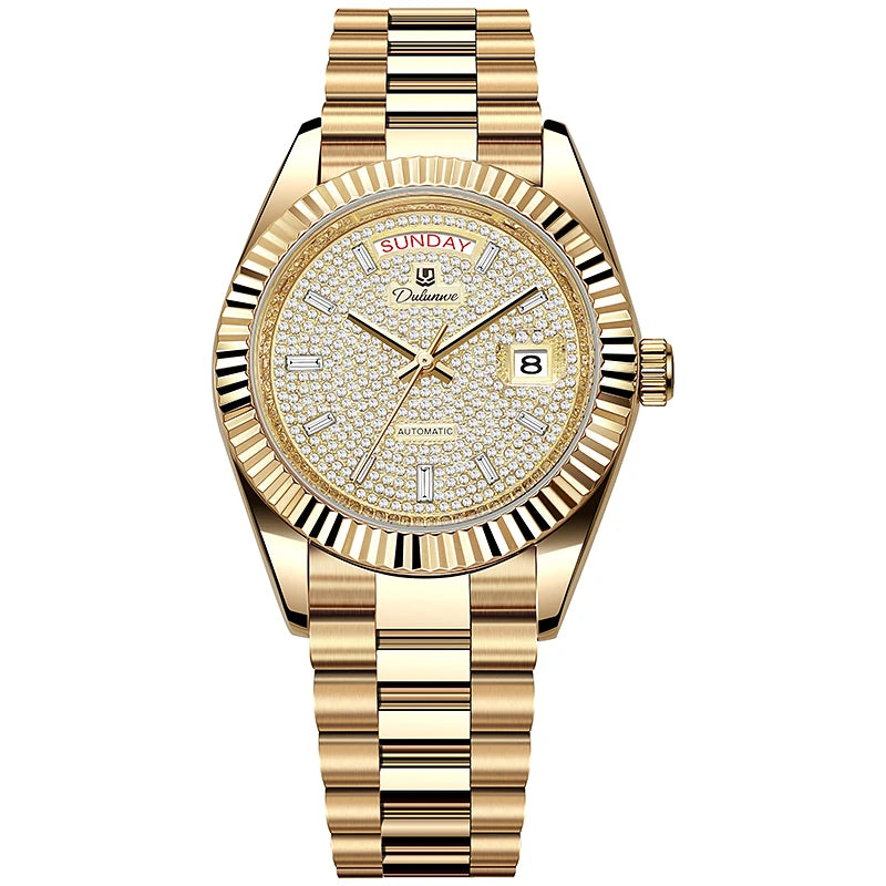 Top Brand Business Men's Watches Luxury Calendar Week Automatic Mechanical Watch for Man Waterproof Gold Stainless Steel