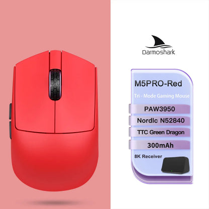 Darmoshark M5Air Forged Carbon Fiber Wireless 8K Gaming Mouse PAW3950 30K DPI Small Hand Finger Grip Game Macro Mice Lightweight