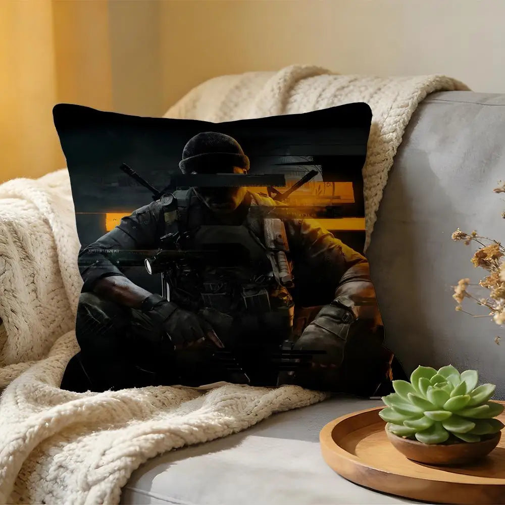Cushion Cover Washed Linen Soft Breathable Decorative Case for Sofa Home Pillow cover Game C-Call of D-Duty Black Ops