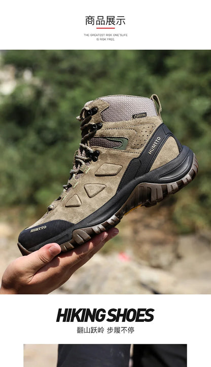 HUMTTO Sapatilhas de Caminhada Impermeáveis para Homem, Botas de Caça Táticas de Deserto, Botas de Trekking pelo Tornozelo para Homem e Mulher, Quentes em Couro
