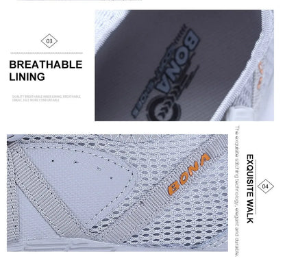 BONA New Popular Style Men's Running Shoes Lace-Up Athletic Outdoor Walking Jogging Sneakers Comfortable