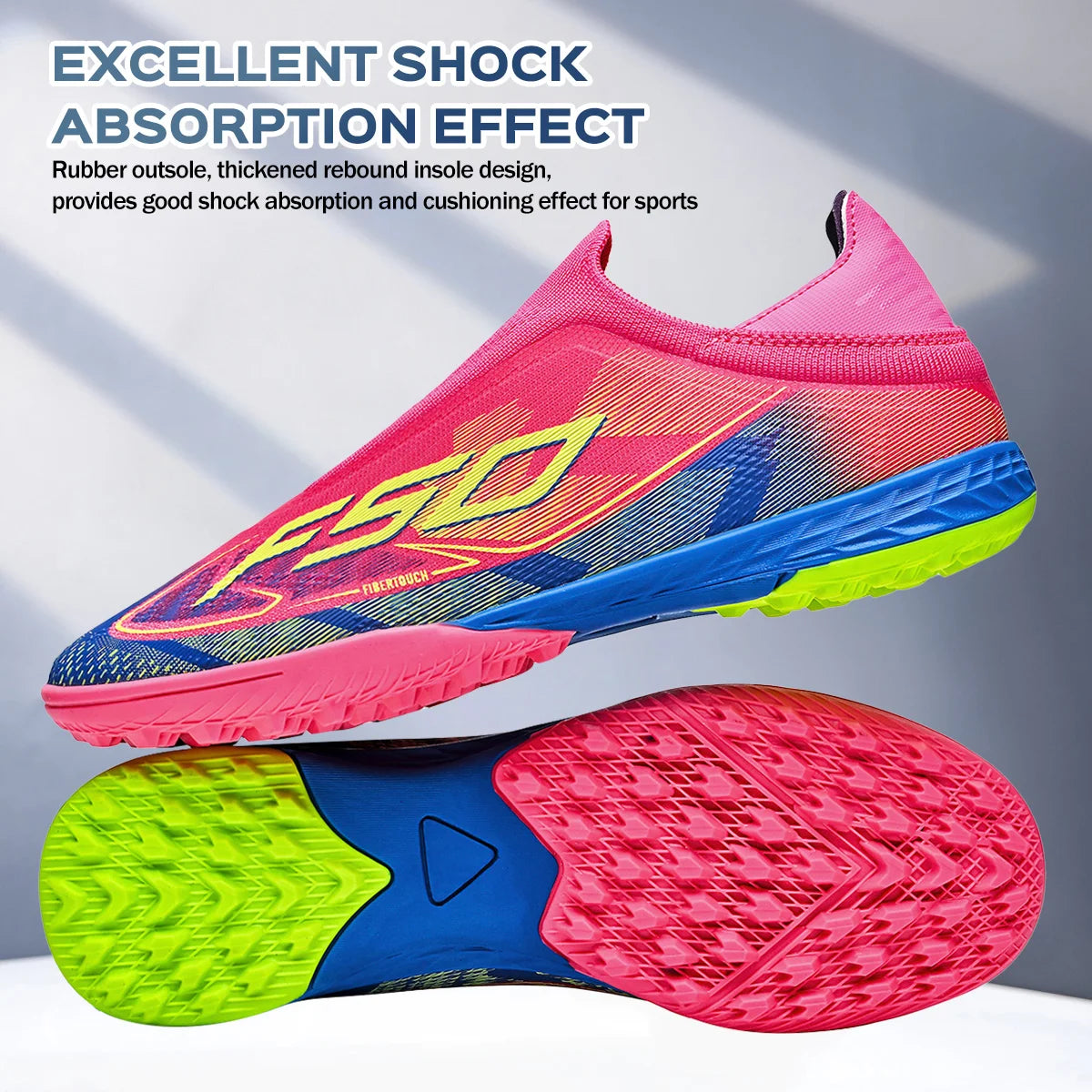 TF Soccer Shoes For Kids Youth PU Fabric Upper Rubber Sole Wear-resistant Non-slip Training Football Boots