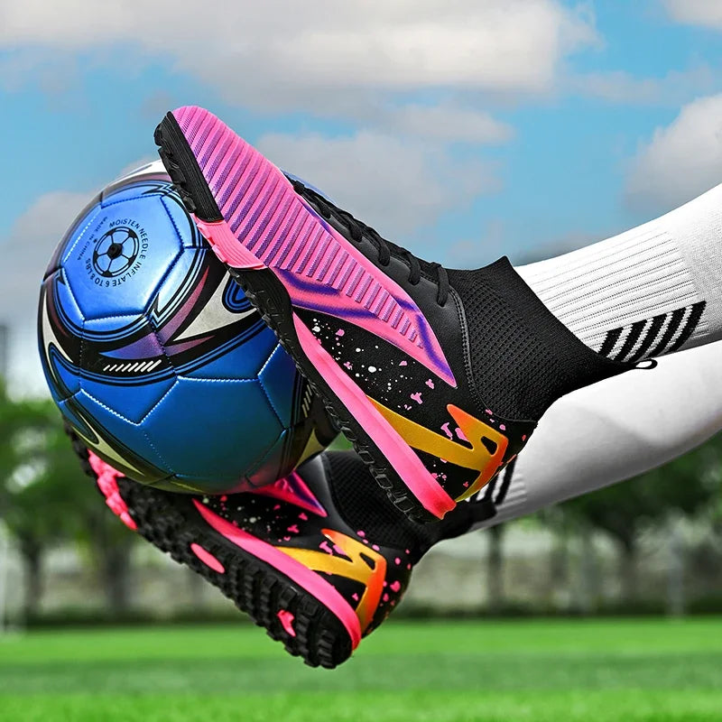 Chaussures de football pour hommes, chaussures de sport, chaussures de futsal à tige haute, chaussures de football de haute qualité pour l'intérieur, antidérapantes, pour l'entraînement en extérieur, crampons ultra-lég