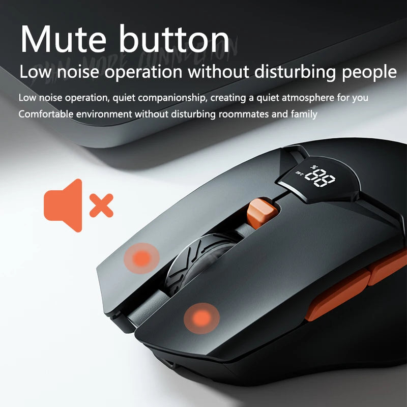 Warvank SX01 trådlös gamingmus med smart skärm, DPI-justering i 6 steg, 600mAh uppladdningsbar tyst Bluetooth-mus för kontor