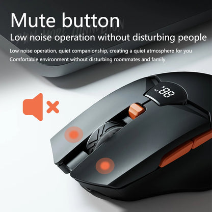 Warvank SX01 trådlös gamingmus med smart skärm, DPI-justering i 6 steg, 600mAh uppladdningsbar tyst Bluetooth-mus för kontor