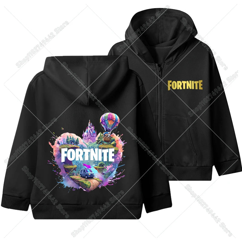 Hot Game Fortnite Zipper Hoodies Kids Hooded Jacket Children Thin Sweatshirt Autumn Long Sleeve Boy Clothing Casual Hood Coat