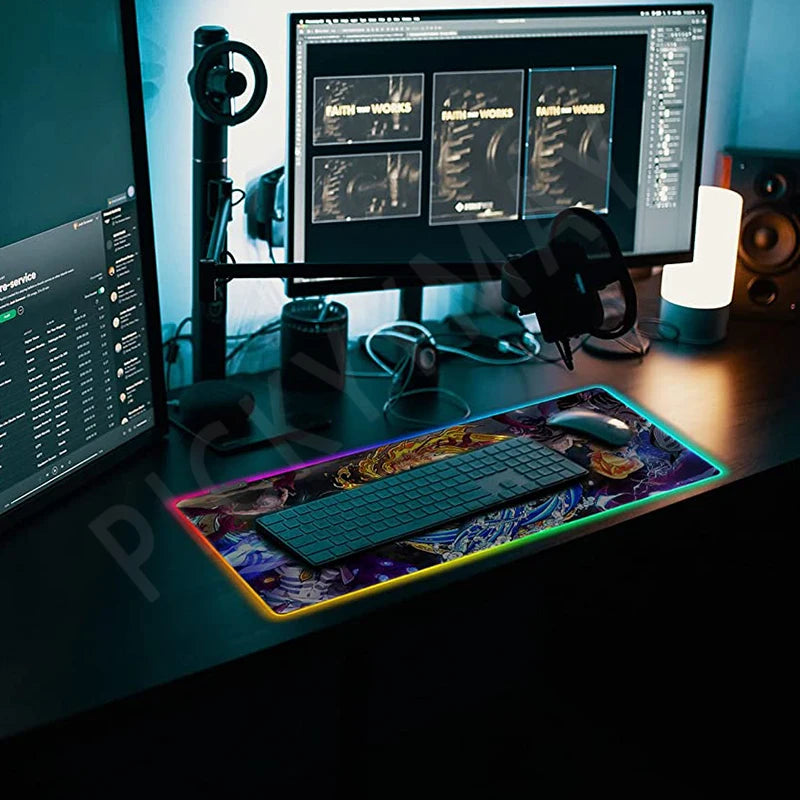 World Of Warcraft RGB Mousepad Large Gaming Mousepads Luminous Mouse Pad WOW Big Desk Pad LED Mouse Mat Backlit Keyboard Mats