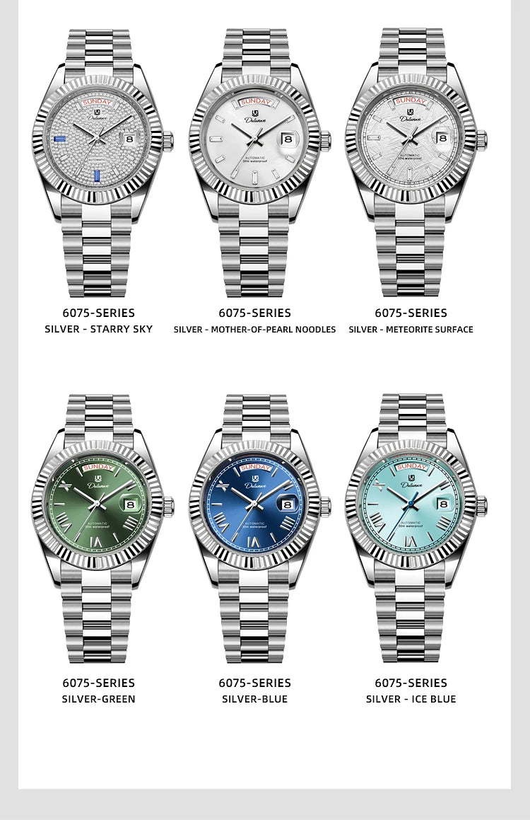 Top Brand Business Men's Watches Luxury Calendar Week Automatic Mechanical Watch for Man Waterproof Gold Stainless Steel