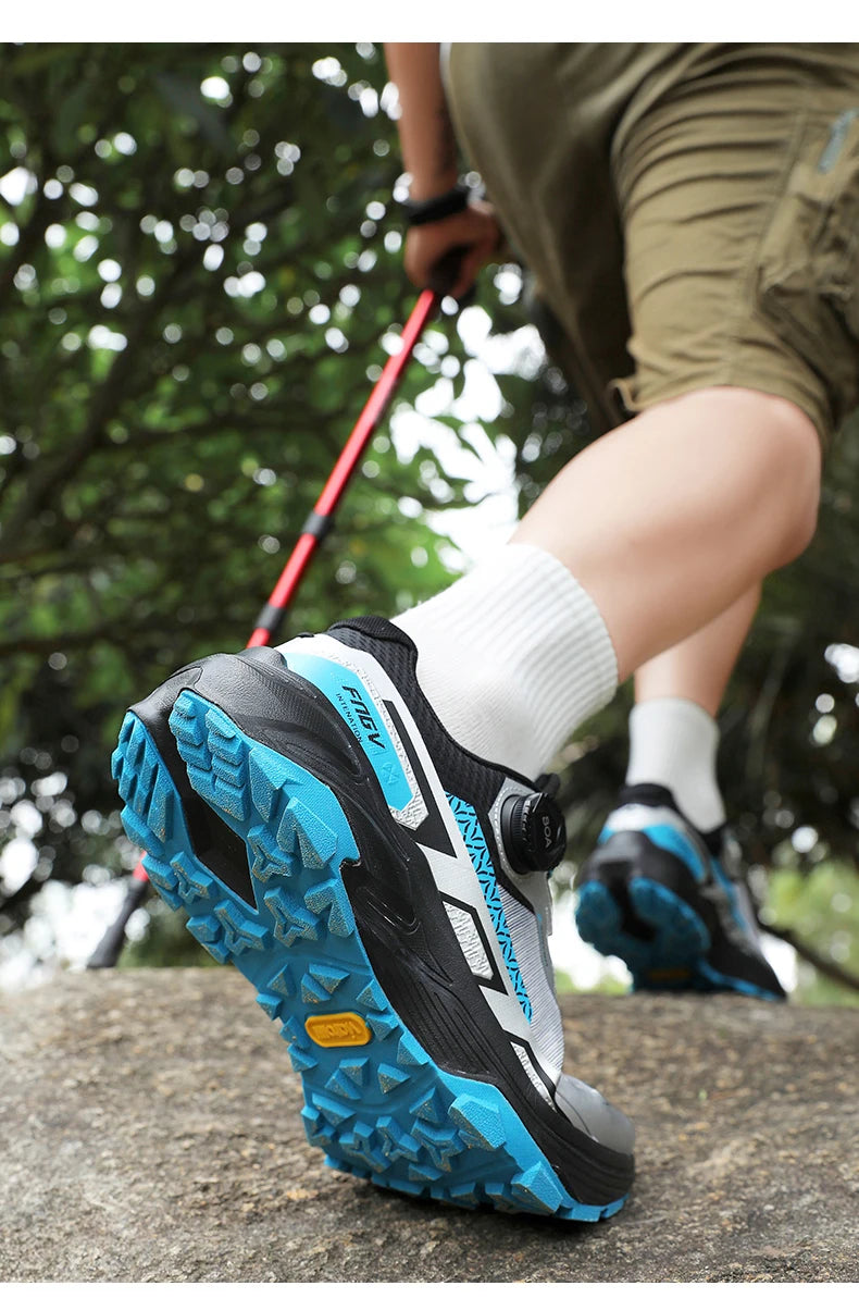 Sapatilhas de corrida para homem primavera e verão — calçado outdoor para caminhada, sapatilhas de trail resistentes ao desgaste com fecho BOA, respiráveis, estilo desportivo e casual