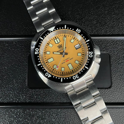 STEELDIVE New Arrival 44mm SD1974 Orange Dial Ceramic Bezel Super Luminous 200m NH35 Automatic Dive Watch with Milled Clasp