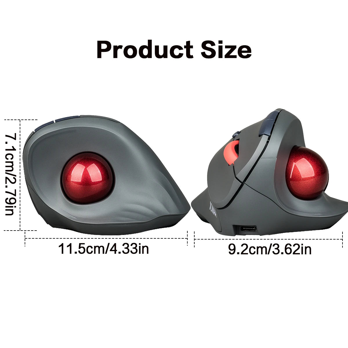 JOMAA Wireless Trackball Mouse Vertical Rechargeable Rollerball Mouse Ergonomic Slient Clikc Gaming Mouse for Windows Computer
