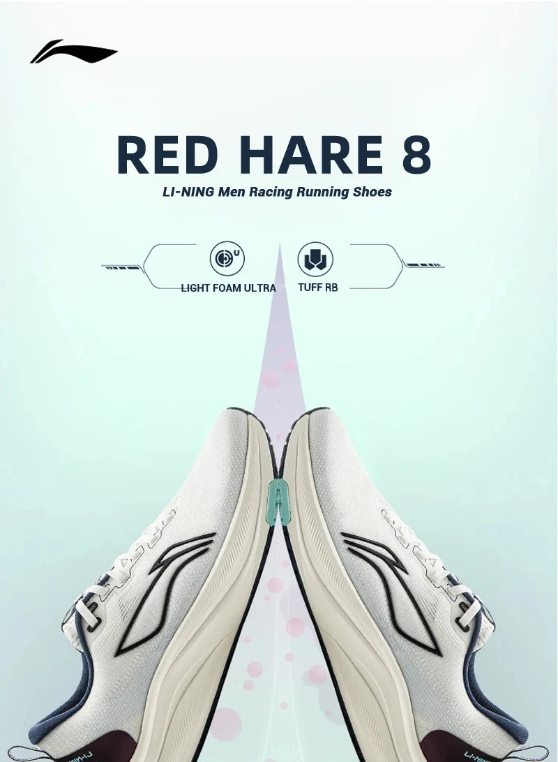 Li-Ning miesten RED HARE 8 -kilpajuoksukengät LIGHT FOAM ULTRA, heijastavat, vaimentavat ja vakaat kengät, LiNing Light -sneakerit ARPV001
