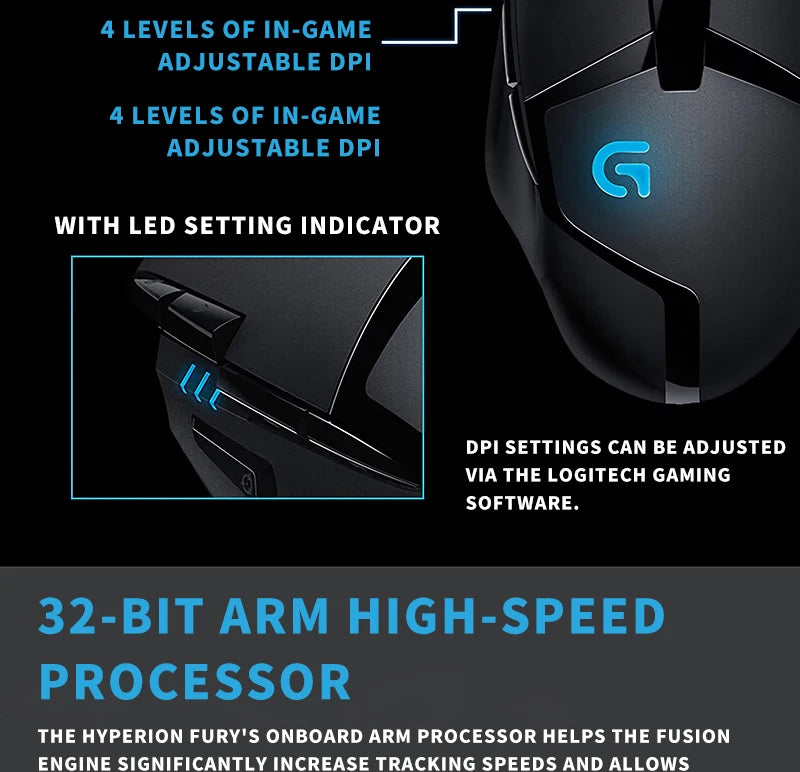 Logitech (G) G402 ratón gaming con cable para e-sports, ratón mecánico con programación de macros, CSGO, Eating Chicken, competitivo para ordenador
