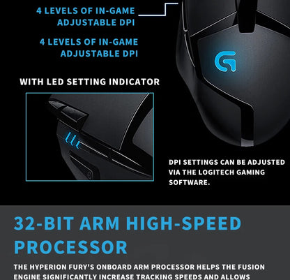 Logitech (G) G402 ratón gaming con cable para e-sports, ratón mecánico con programación de macros, CSGO, Eating Chicken, competitivo para ordenador
