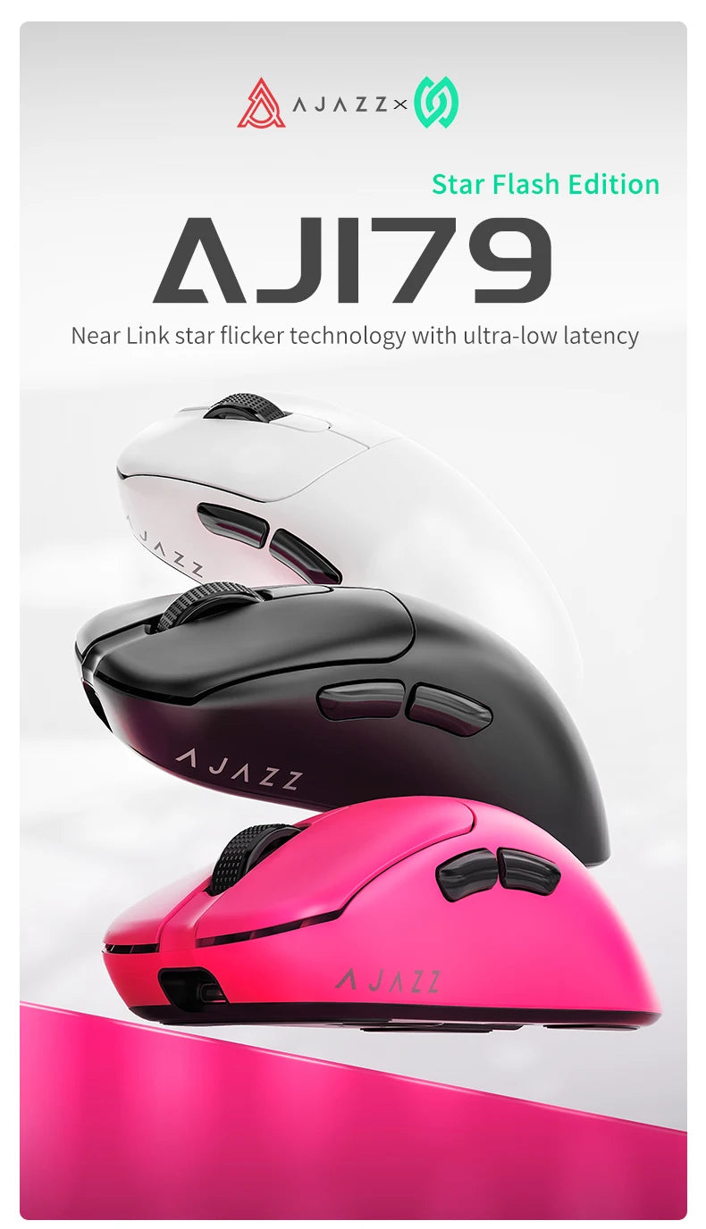 Mouse wireless AJAZZ AJ179 NL Star Flash Version, 3 modalità, bassa latenza, lunga autonomia, leggero e personalizzato, per ufficio e gaming