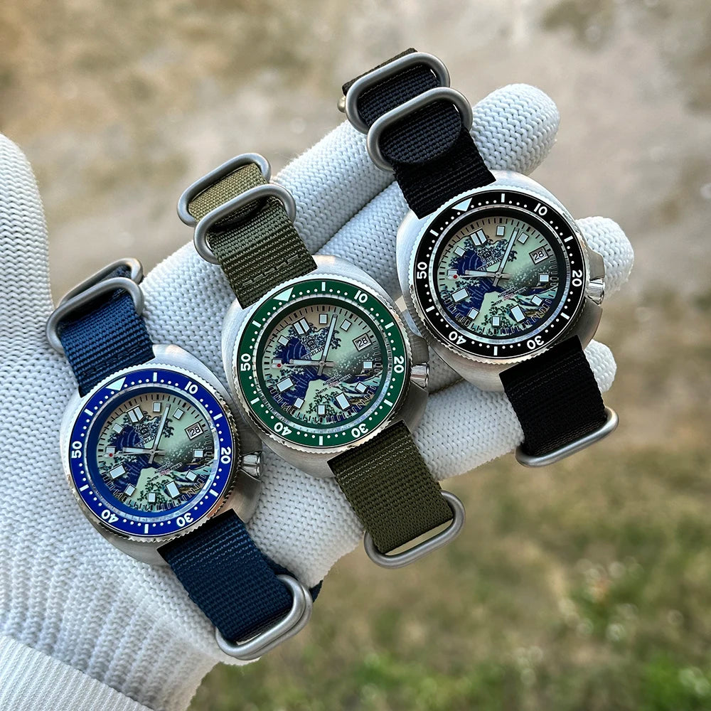 STEELDIVE SD1970J Kanagawa Turtle Full Luminous Dial Ceramic Bezel NH35 AutomaticSTEELDIVE Offical Store Mens Dive Watch