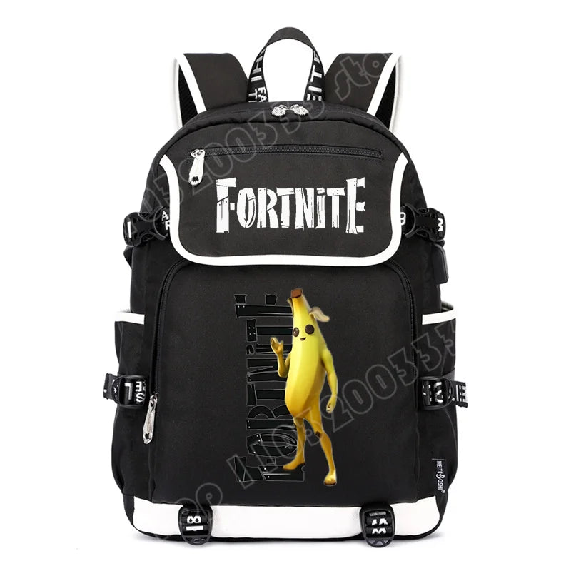 Zaino Fortnites di grande capacità, borsa casual a tracolla con porta USB, unisex, stile anime, cartella per studenti, nuovo regalo di cancelleria elegante