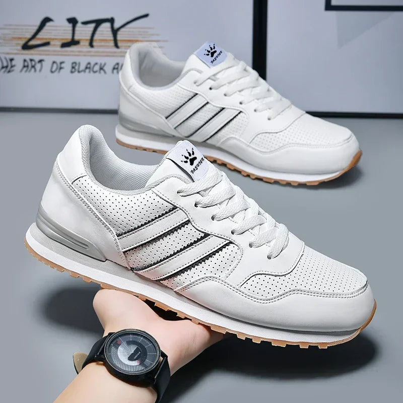 Autumn Sports Shoes Men's Flat Running White Durable Classic Casual Shoes Low Cut Trendy  Fashionable Hiking and Walking Shoes
