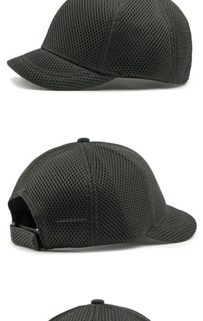 HT4828 5 cm Baseballkappe mit kurzer Krempe für Herren, 6-Panel-Baseballkappe, atmungsaktive Mesh-Trucker-Cap, Herren und Damen, einfarbig, schlichte Snapback-Cap