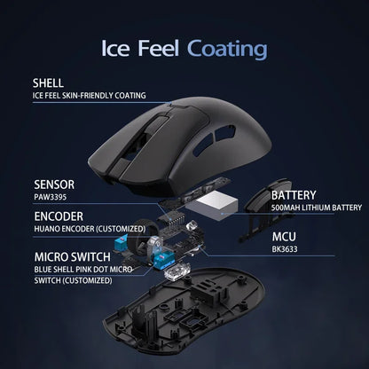 Delux M900PRO ultralet version trådløs gamingmus ergonomisk 1K/8K polling rate 50g PAW3395 til højre stor hånd PC-gamer