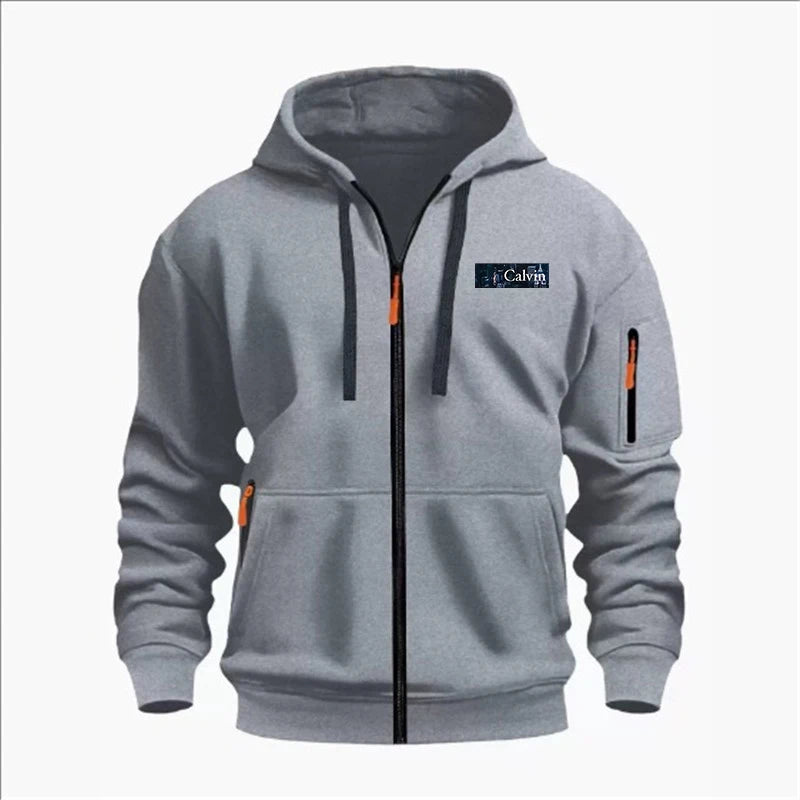 Men's Sweatshirts with Zipper Pockets Thin Solid Color Half Tracksuit Casual Outdoor Hooded Tracksuit Long Sleeves Jacket Coats