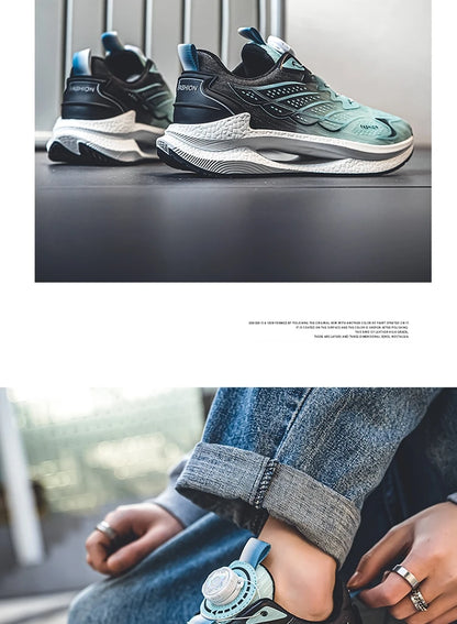 Summer Breathable Casual Sports Shoes for Men, New Fashionable and Versatile Breathable Mesh Rotating Buckle Running Shoes Suitable for Outdoor Sports and Daily Wear