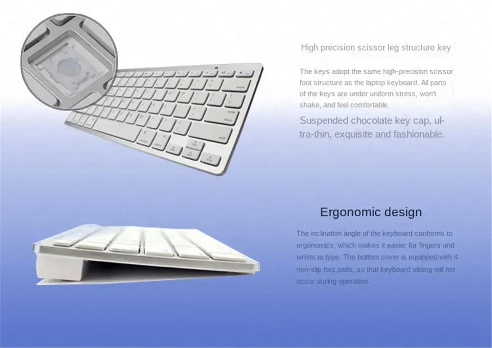 Mini Bluetooth Wireless Keyboard - 78 Keys Portable for PC/Tablet/Smartphone, Compatible with iPad, Compact Design forOffice
