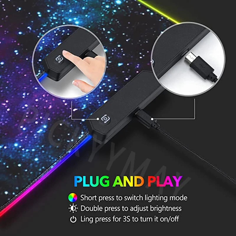 World Of Warcraft RGB Mousepad Large Gaming Mousepads Luminous Mouse Pad WOW Big Desk Pad LED Mouse Mat Backlit Keyboard Mats