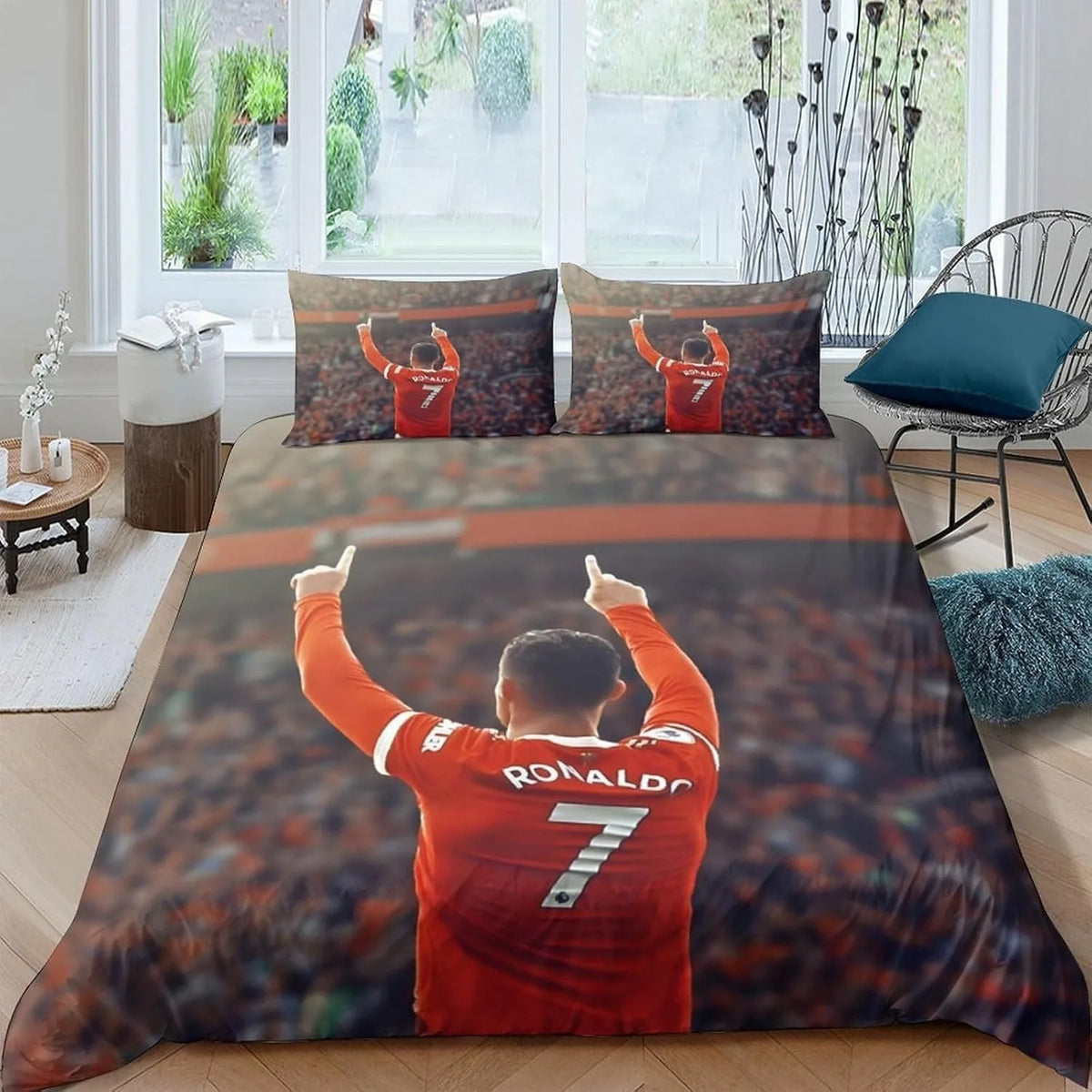 Fotbalový povlak na peřinu Ronaldo CR7, ložní souprava pro dospělé, chlapce i dívky, dekorace do ložnice, dárek pro děti, jednolůžková, dvojlůžková, velká velikost