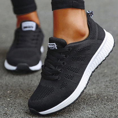 Damen-Flache Schuhe, Schnürschuhe, Freizeitsneaker, Damenschuhe, weiche Zapatos Mujer, große Größen