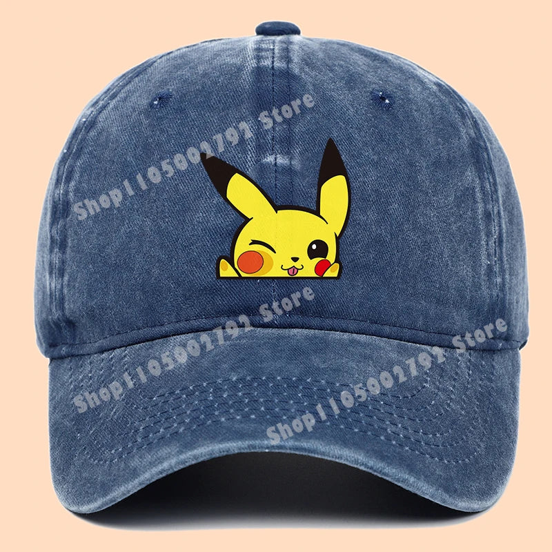 Pokémonové bejzbalové čiapky Pikachu Kawaii Anime postavičky Slnečné klobúky Letné vonkajšie detské a rodičovské slnečné klobúky Trendové čiapky s kačacím jazýčkom Darček