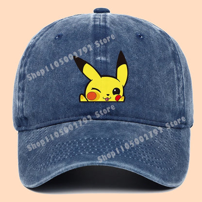 Pokémonové bejzbalové čiapky Pikachu Kawaii Anime postavičky Slnečné klobúky Letné vonkajšie detské a rodičovské slnečné klobúky Trendové čiapky s kačacím jazýčkom Darček