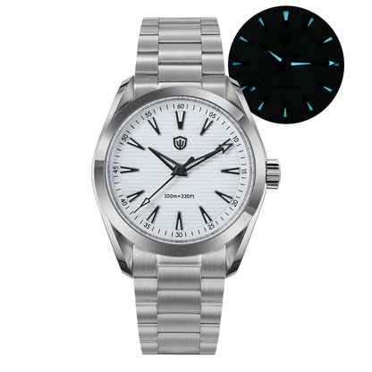 Ceas Watchdives WD0006, mecanism VH31 cu secundar fluid, sticlă de safir bombată, strat luminescent BGW9, rezistent la apă până la 10 bari, 38 mm, stil vintage