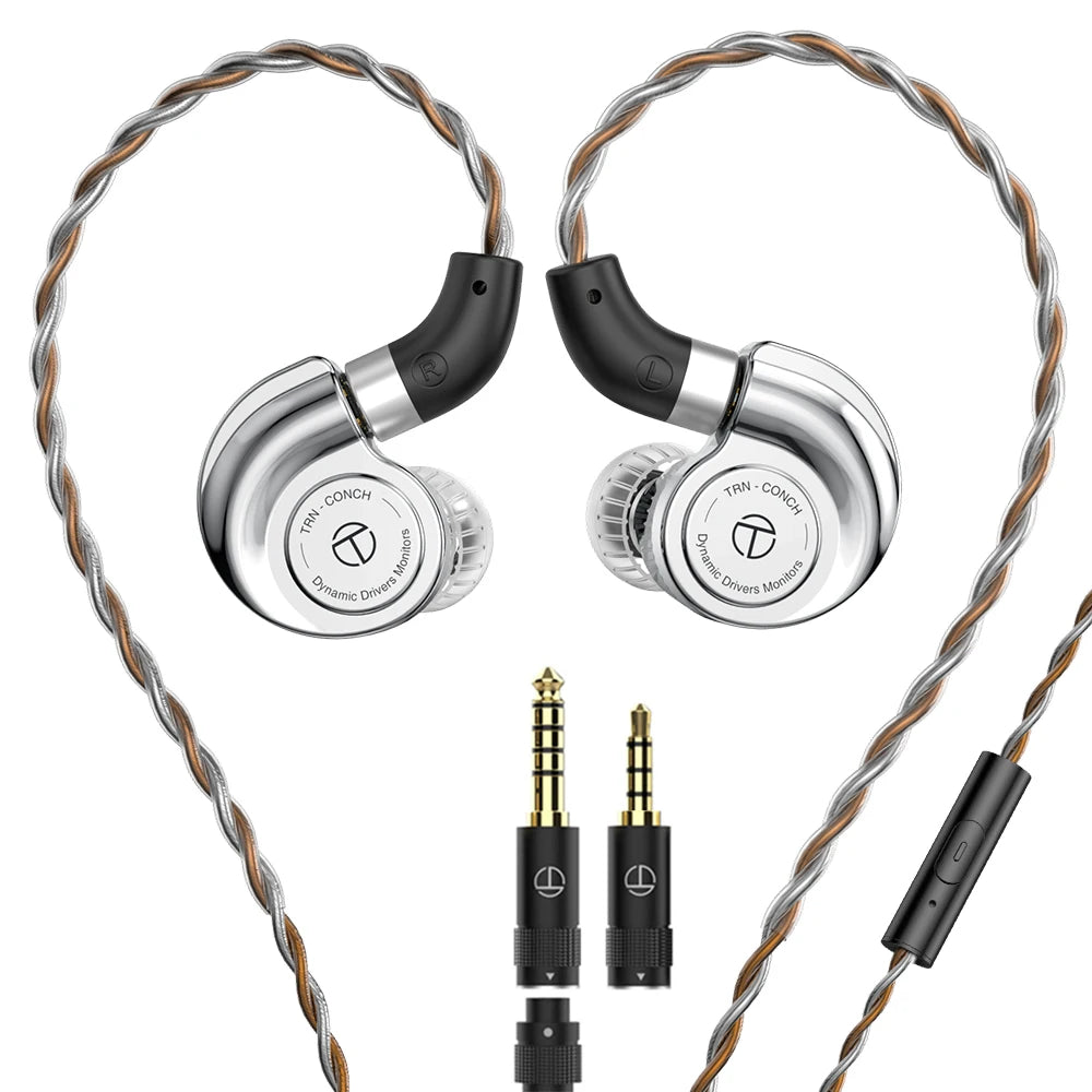 Monitores In-Ear TRN Conch Lucky Bag – Auriculares HiFi com Fio, Dinâmicos de Diamante DLC, com Filtros de Bocal de Afinação para Xiaomi
