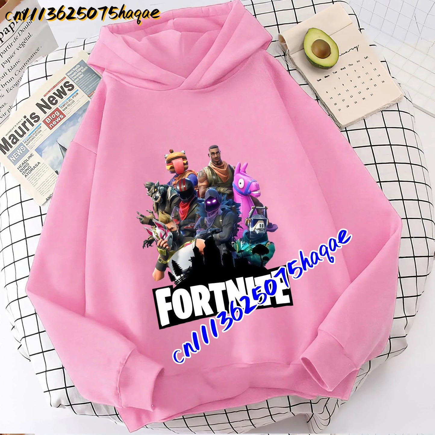 FORTNITED Felpa con cappuccio a maniche lunghe per bambini, bambine e ragazzi, streetwear, pullover, stile anime, top moda per bambini, idea regalo
