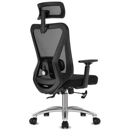 Durrafy Ergonomic Office Chair, Desk Chair With Headrest, Armrests, Swivel Chairs With 90°-130° Reclining Function (Lockable)
