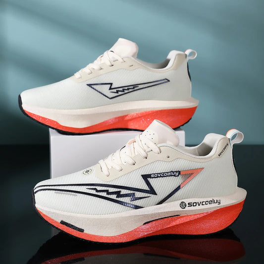 Sapatilhas de corrida com placa de carbono, especialidade maratona, para homem e mulher, desportivas, respiráveis, leves, confortáveis, atléticas e antiderrapantes