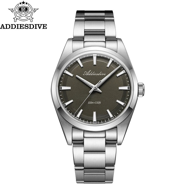 Orologio da uomo ADDIESDIVE in acciaio, stile di lusso, dotato di vetro bombato, movimento al quarzo e rivestimento luminescente blu BGW9; impermeabile fino a 100 ATM, display analogico – Modello AD2066