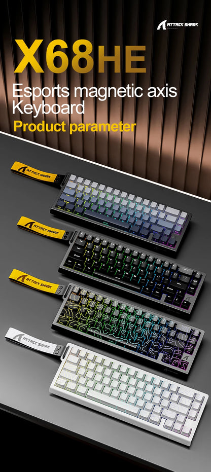 Tastiera da gaming magnetica ATTACK SHARK X68HE X68PRO HE e FREEWOLF F68 cablata F68Pro wireless per pro gaming 0.01mm Rapid Trigg