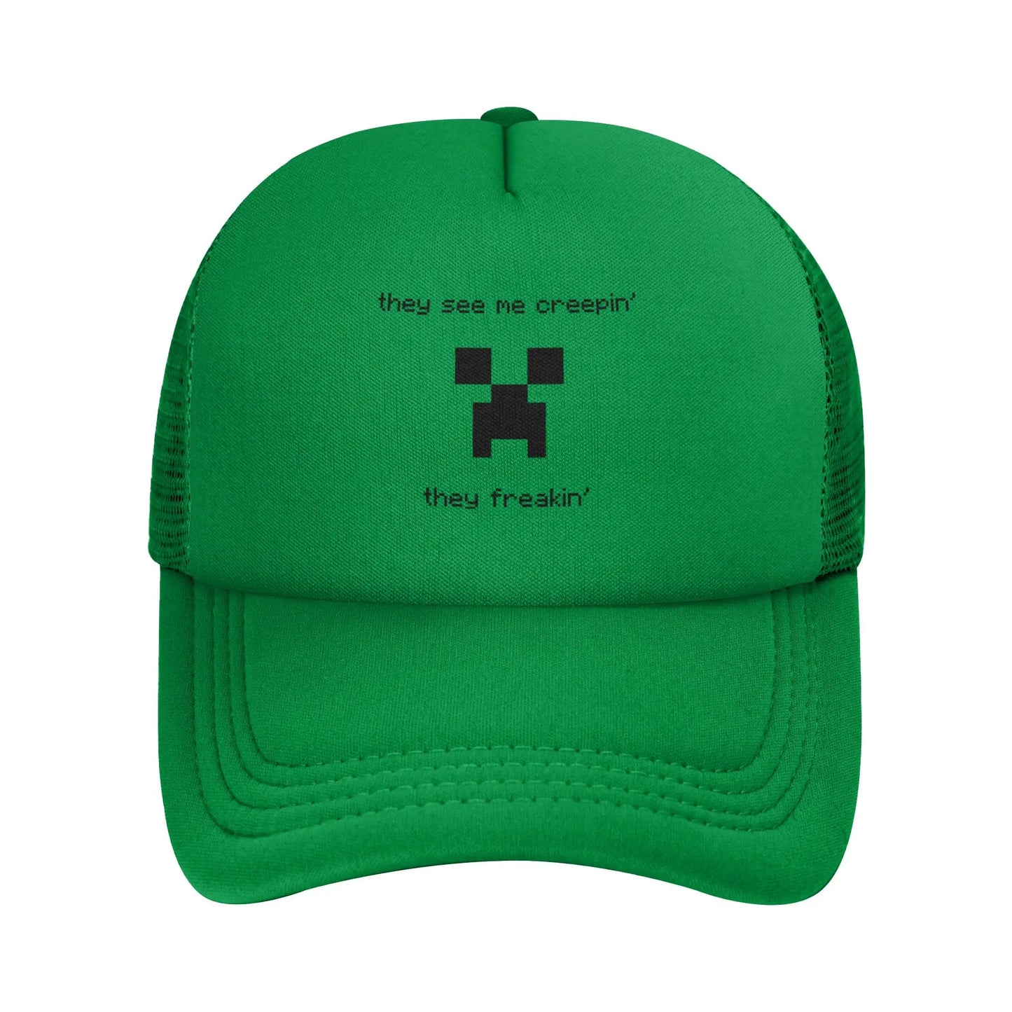 Adult Creepers Big Face Videogame  Trucker Cap Mesh Baseball Cap Polyester Hat Sun Hat Adjustable Racing Cap Summer