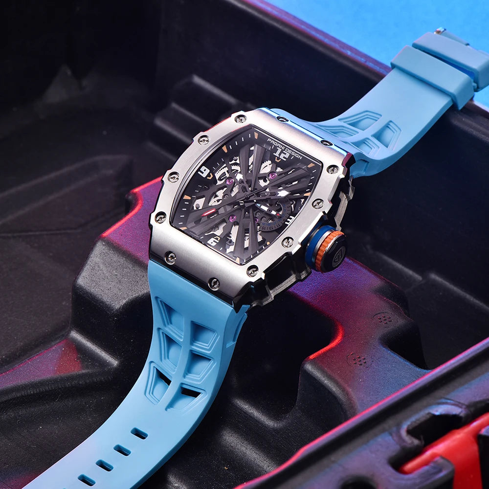 PAGANI DESIGN Newest Luxury Skeleton Watches VH65 Man Quartz Watch 42MM Rubber Strap Sapphire Glass Waterproof reloj hombre