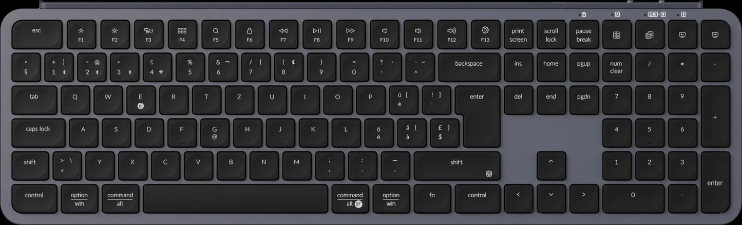 Teclado sem fios ultrafino Keychron B6 Pro com layout ISO, tamanho completo, portátil e leve, ligações 2.4GHz e Bluetooth
