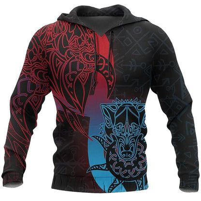 2024 Mens Hoodies Eagle Tattoo Pattern Vikings 3D Printed Fashion Casual Harajuku Hip Hop Autumn And Winter Oversized Sudaderas, Produit gaming premium Fraquane, produits de luxe