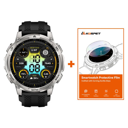 KOSPET TANK T4C Men's Outdoor Watch Rugged GPS  50M Waterproof Military Spec with Integrated Flashlight and Activity Tracking