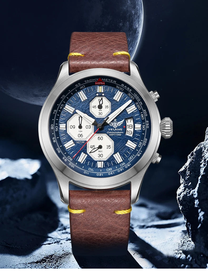 Zegarek kwarcowy męski YELANG V1029S 42mm, mechanizm Japan OS10, luminescencja T100, wodoodporność 100M, sportowy styl militarny, szafir