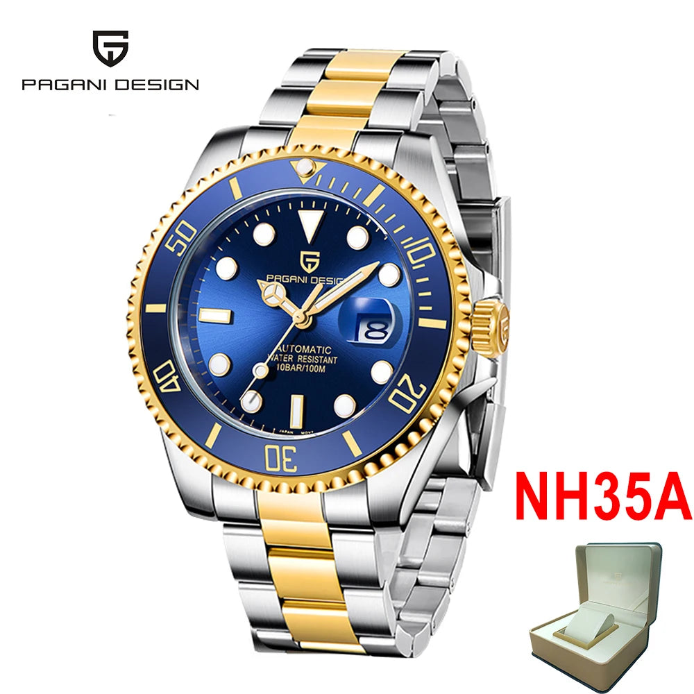 PAGANI DESIGN 2026 New Men's Watches Top Luxury Gold Automatic Mechanical Wrist Watch Men Stainless Steel Waterproof Men Watch