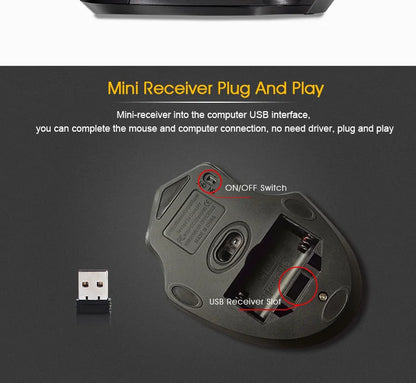 Novi bežični miš s podesivih 2000DPI, USB 3.0 prijamnikom, optički računalni miš 2.4GHz za gaming, ergonomskog dizajna za prijenosno računalo