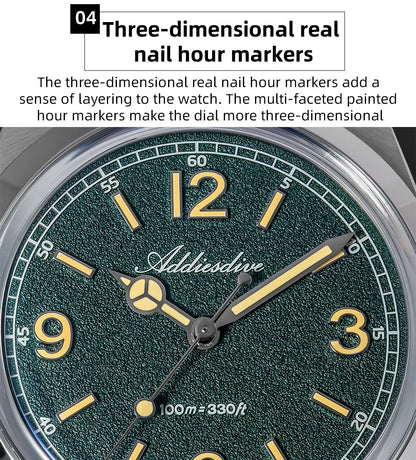 ADDIESDIVE 36mm Hot Sale Men's Watch AD2518 Bubble Mirror Glass 316L Stainless Steel Reloj Hombre 100m Waterproof Quartz Watches