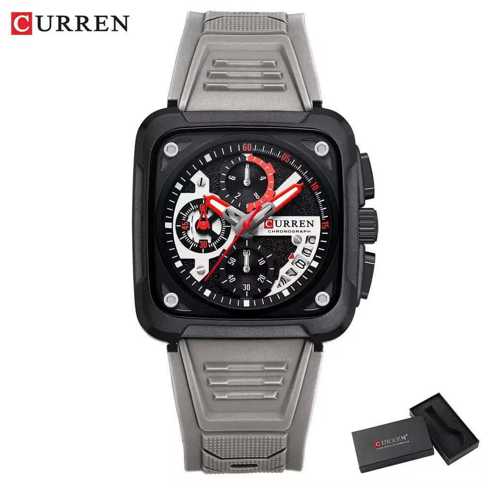 Top Brand CURREN Men's Watches Luxury Square Quartz Wrist Watch Original Waterproof Luminous Chronograph Watch for Men Relogio